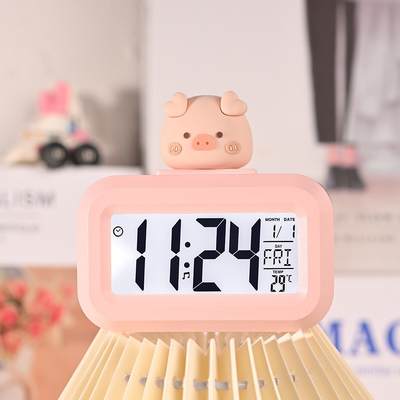 New Piggy Alarm Clock Creative Cute Cartoon Student Dormitory Desktop Multi-function Timer Dual-purpose Timer