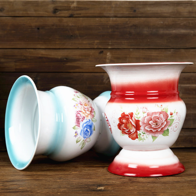 Wholesale Enamel Thickened Old Fashioned Large High Foot Spittoon Toilet Enamel Old Man's Potty Urine Basin Household Night Bucket