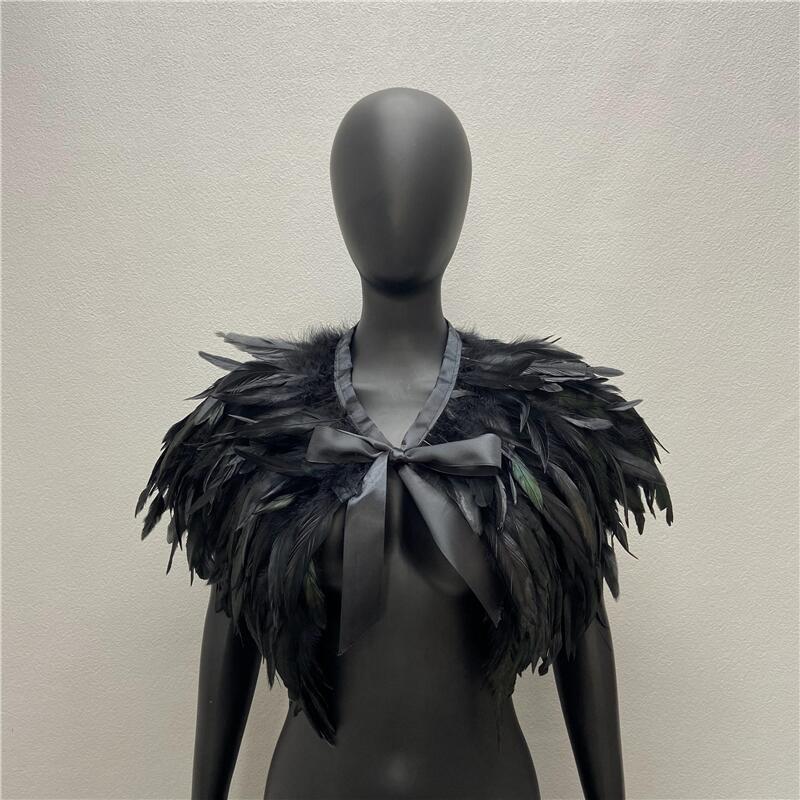 Amazon Halloween Feather Shawl Cape Waistcoat Fake Collar Masquerade Props Costume Costume Accessories