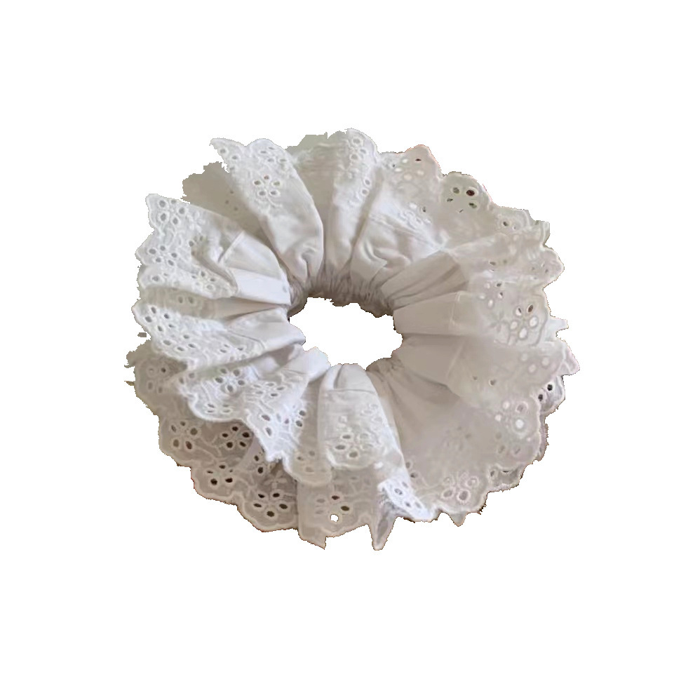 Double layer large lace hair tie French romantic hollow large intestine ring hair accessory Lolita style hair tie for women