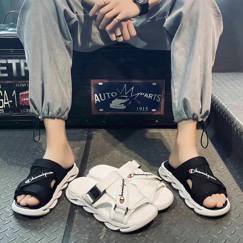 2023 Summer New Beach Slippers Outdoor Sandals Cool Non-slip Breathable Korean Style Men's Outdoor Wear with Thick Sole