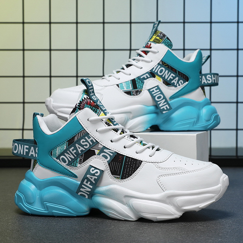 Spring Men's Shoes New breathable high-top shoes men's fashionable all-match hidden height sneaker casual daddy fashion shoes