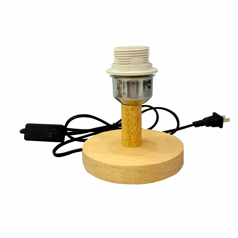 Solid wooden lamp holder base plug-in lamp holder e27 screw e14 base diy solid wood lamp holder with Switch Line