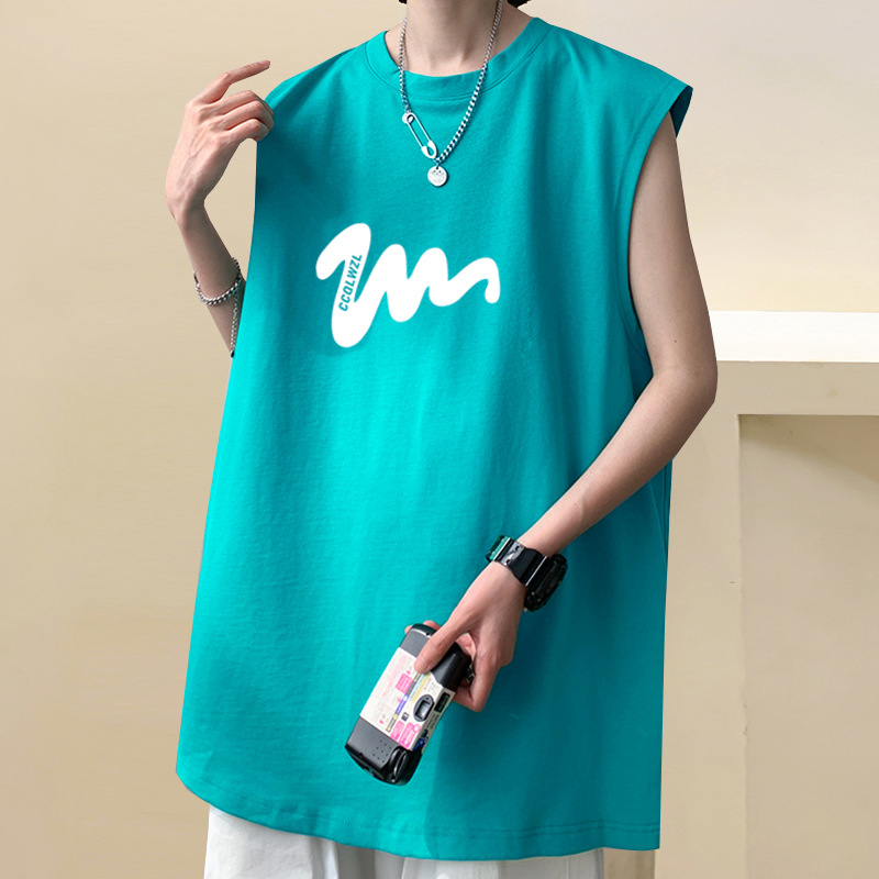 Factory Direct Basketball Vest Men's Summer Thin Loose Large Size Outer Wear Sleeveless T-shirt ins Hong Kong Style All-match T-shirt