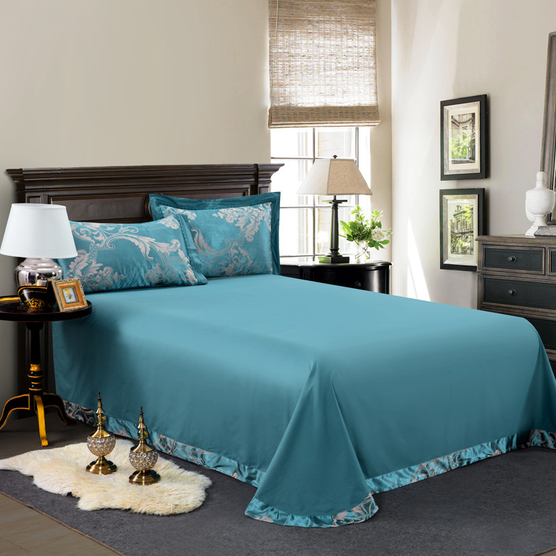 60S Simple Silk Cotton Satin Jacquard Four-piece Set Cotton Embroidered Bed Sheet Quilt Cover Nantong Home Textile Bedding