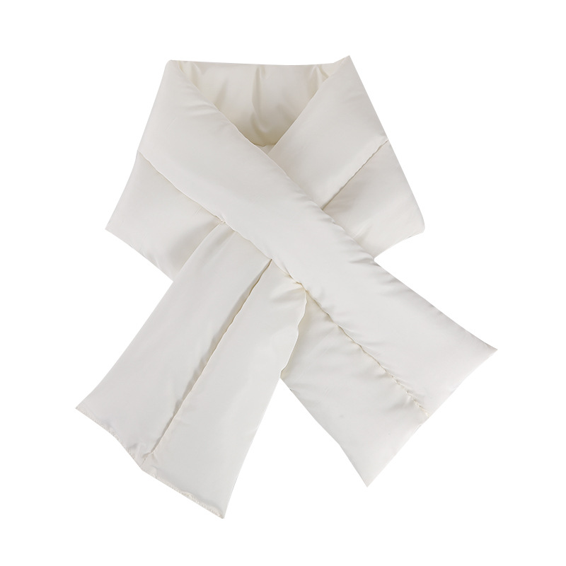 Filled Down Scarf Autumn and Winter New Cross Double Tube Filled Down Scarf Solid Color Warm Scarf Cold-proof Neck Protection Scarf