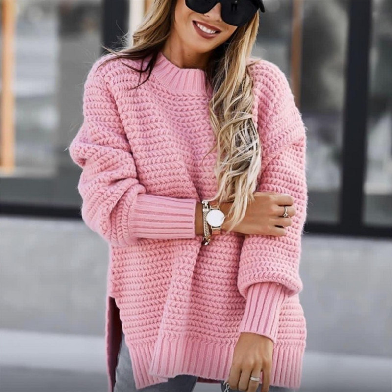 Lazy Style Loose Pullover Knitted Sweater_voghion.com