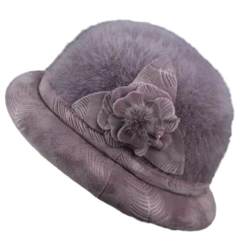 Old hat female autumn and winter warm basin hat rabbit fur women's hat fleece-lined thickened top hat middle-aged and elderly grandma fashion hat
