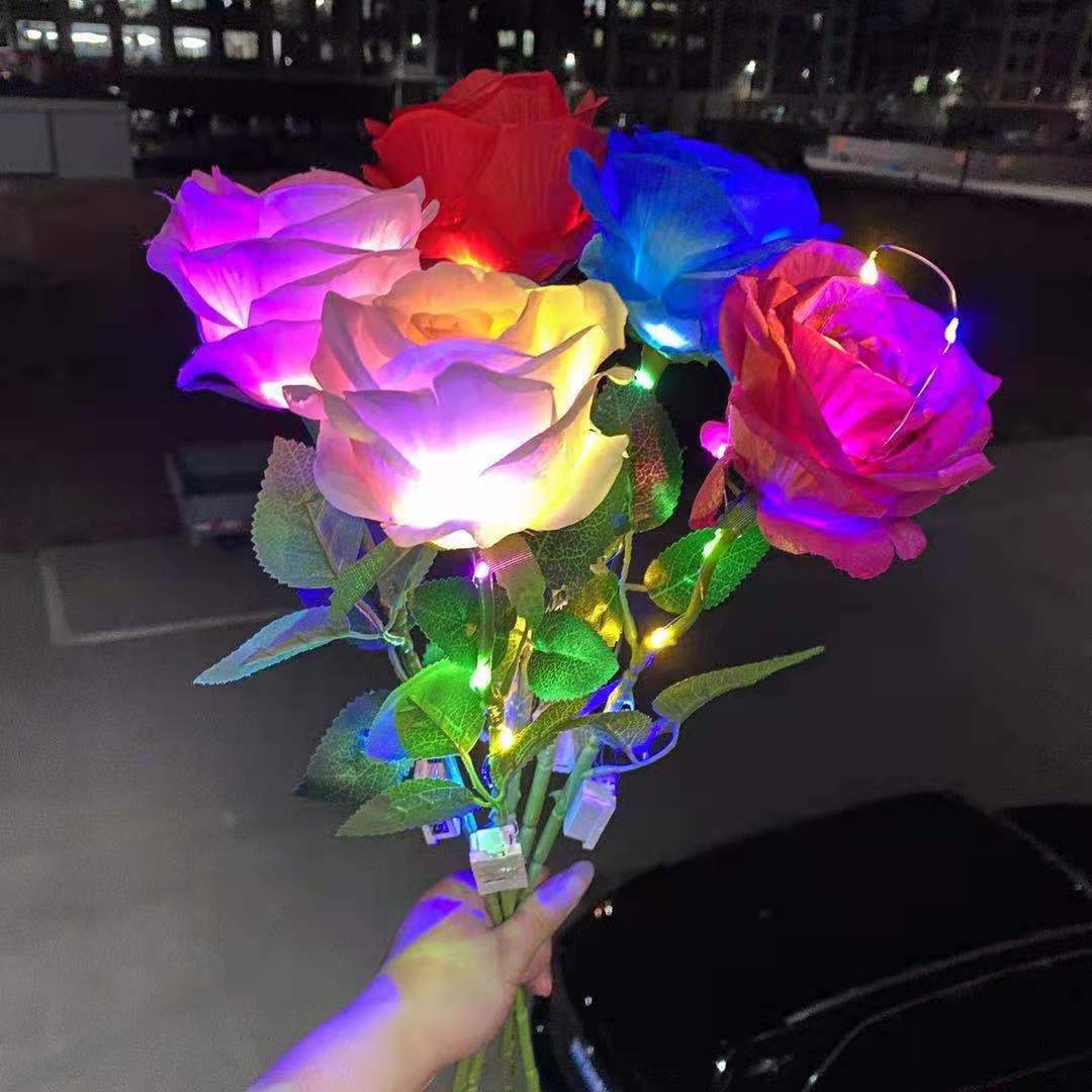 Simulation Luminous Roses Tanabata Valentine's Day Mother's Day Teacher's Day Led Light Rose Gift Stalls Night Market