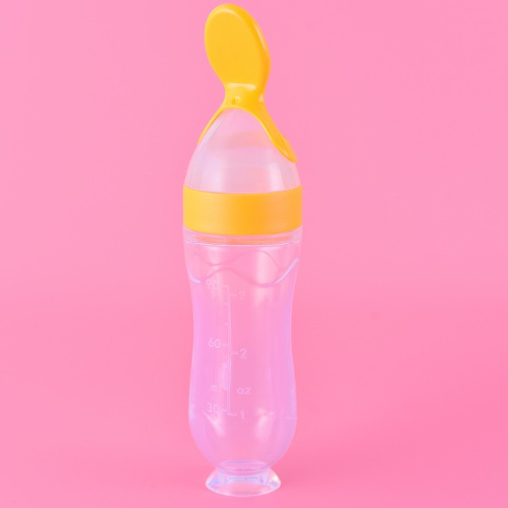 Factory Direct Baby Food Bottle Rice Pudding Squeezer Spoon Infant Feeding Spoon Suction Cup Rice Pudding Feeding Milk Bottle