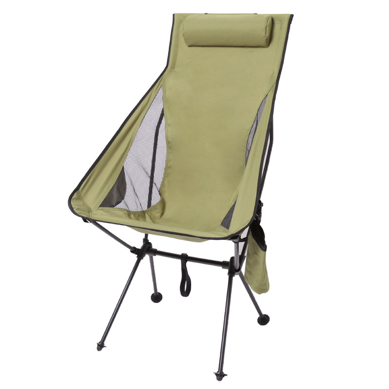 Outdoor Ultra Light Aluminum Alloy Folding Chair Portable Elevate Space Chair Backrest Chair Fishing Leisure Breathable Moon Chair