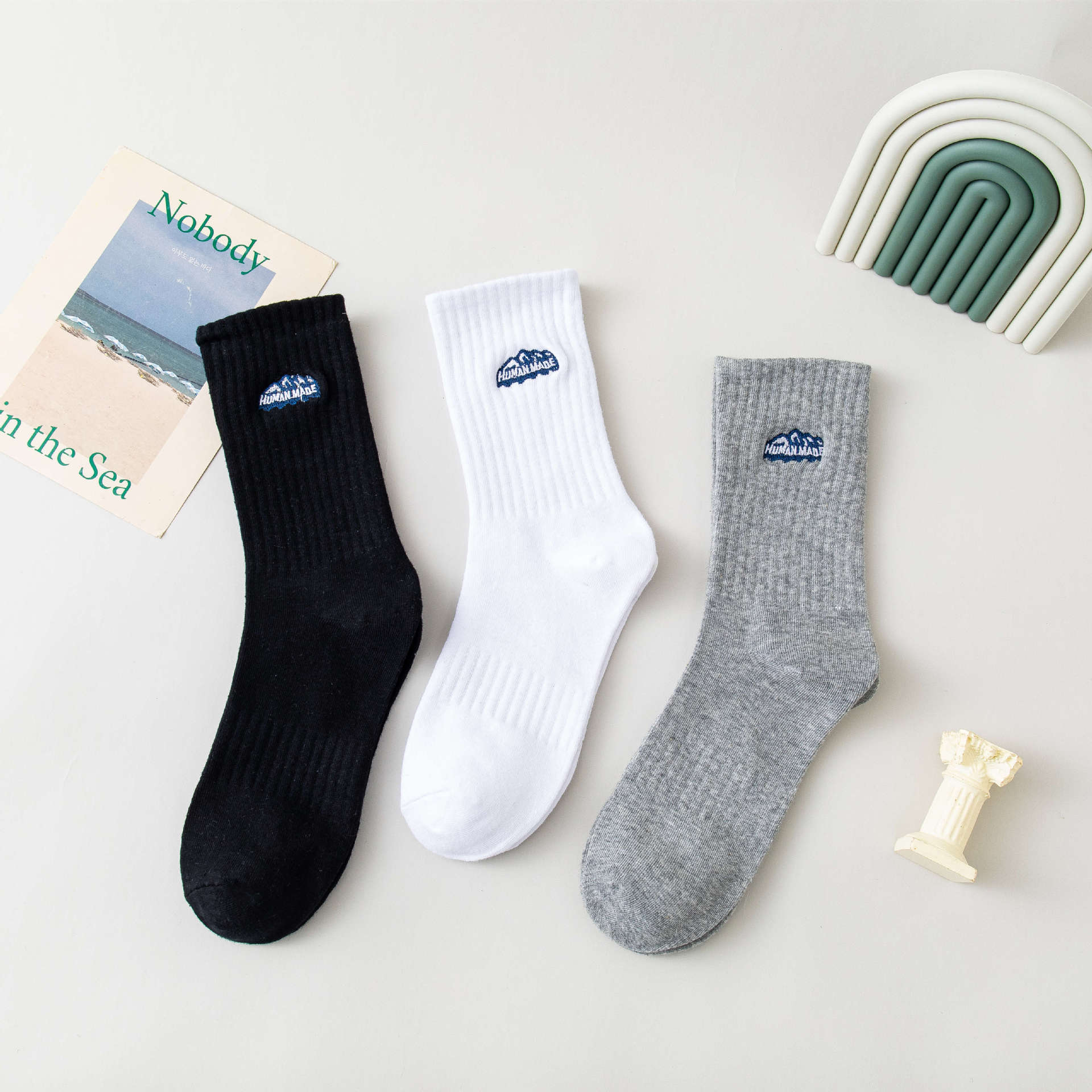 Snow Mountain Sports Japanese All-match Men's and Women's Mid-size Stockings ins Thick Line Internet Popular Fashionable Lovers Socks Autumn and Winter