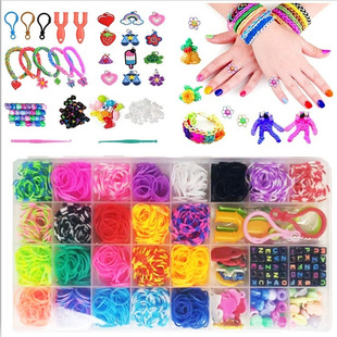 32 grid Rainbow Rubber band hand knitting DIY color rubber band educational children's toys woven bracelet set