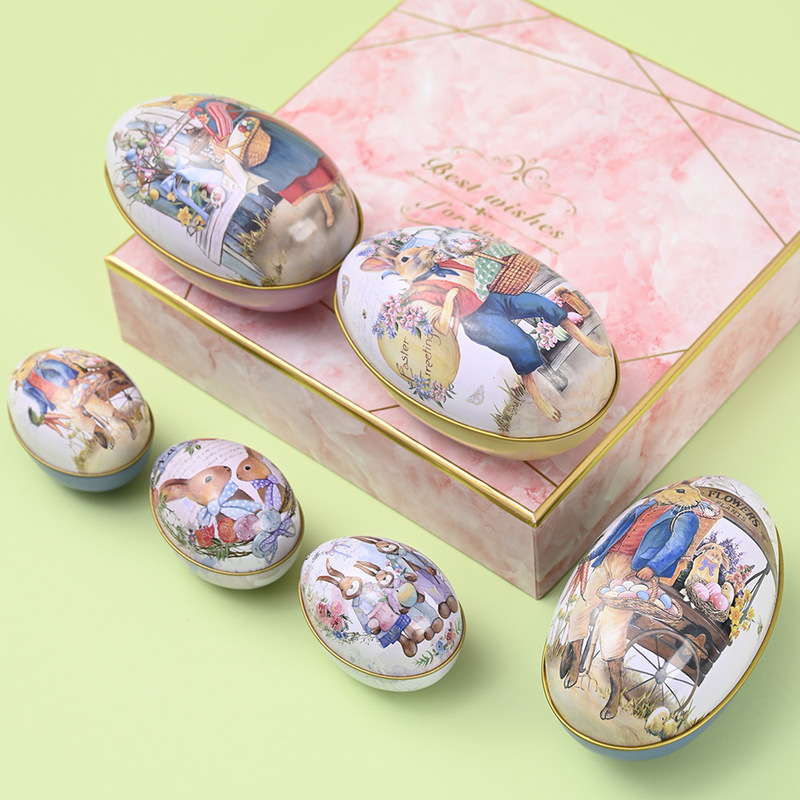 新品イースター装飾用品ブリキエッグイースターエッグクリエイティブうさぎカラーエッグ子供用サプライズ鉄ケース|undefined