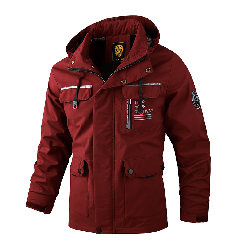 Cross-border hooded JACKET men's trench coat mid-length autumn European and American JACKET men's business JACKET JACKET JACKET