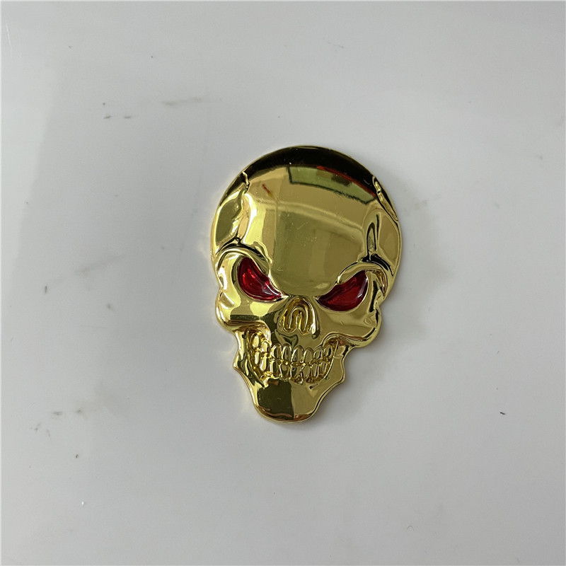 Car Personality Modification Demon Skull Metal Sign Car Sticker Electroplated Car Mark Gold and Silver Black