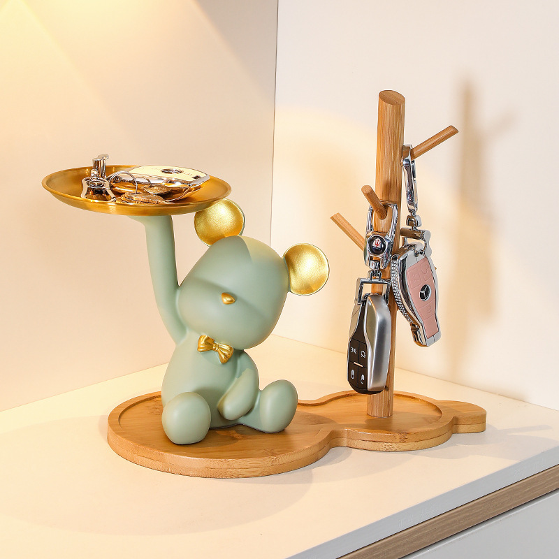 Violent bear decoration hallway key Tray storage box creative desktop light luxury style decoration living room home decoration