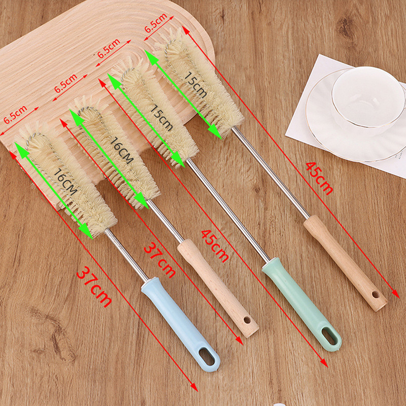 Lengthened Wooden Handle Cup Brush Kettle Thermos Cup Cleaning Brush Bottle Brush Set Kitchen Special Wall Breaking Machine Nylon Brush