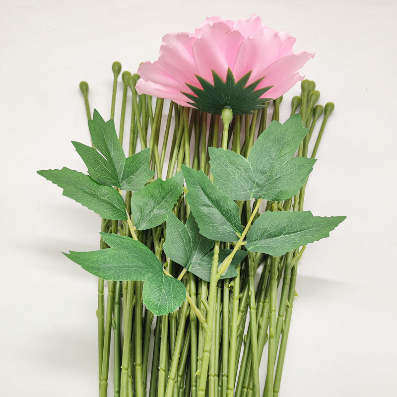 Rubber-covered wire Green rose Rod 40cm long single-head rubber-covered peony rose flower branch flower Rod iy handmade flower Rod