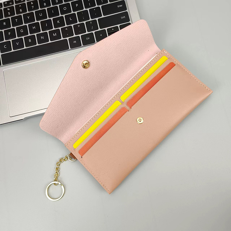 New Portable Women's Long Wallet Women's Hand Wallet Multi-Card Snaps Fashion Mobile Phone Bag Solid Color All-Match_voghion.com