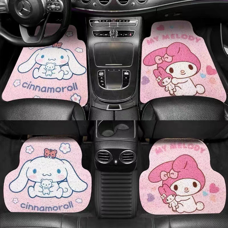 Cartoon cute universal silk ring car mat main driver and co-pilot complete mat anti-slip dirt-resistant mat for car