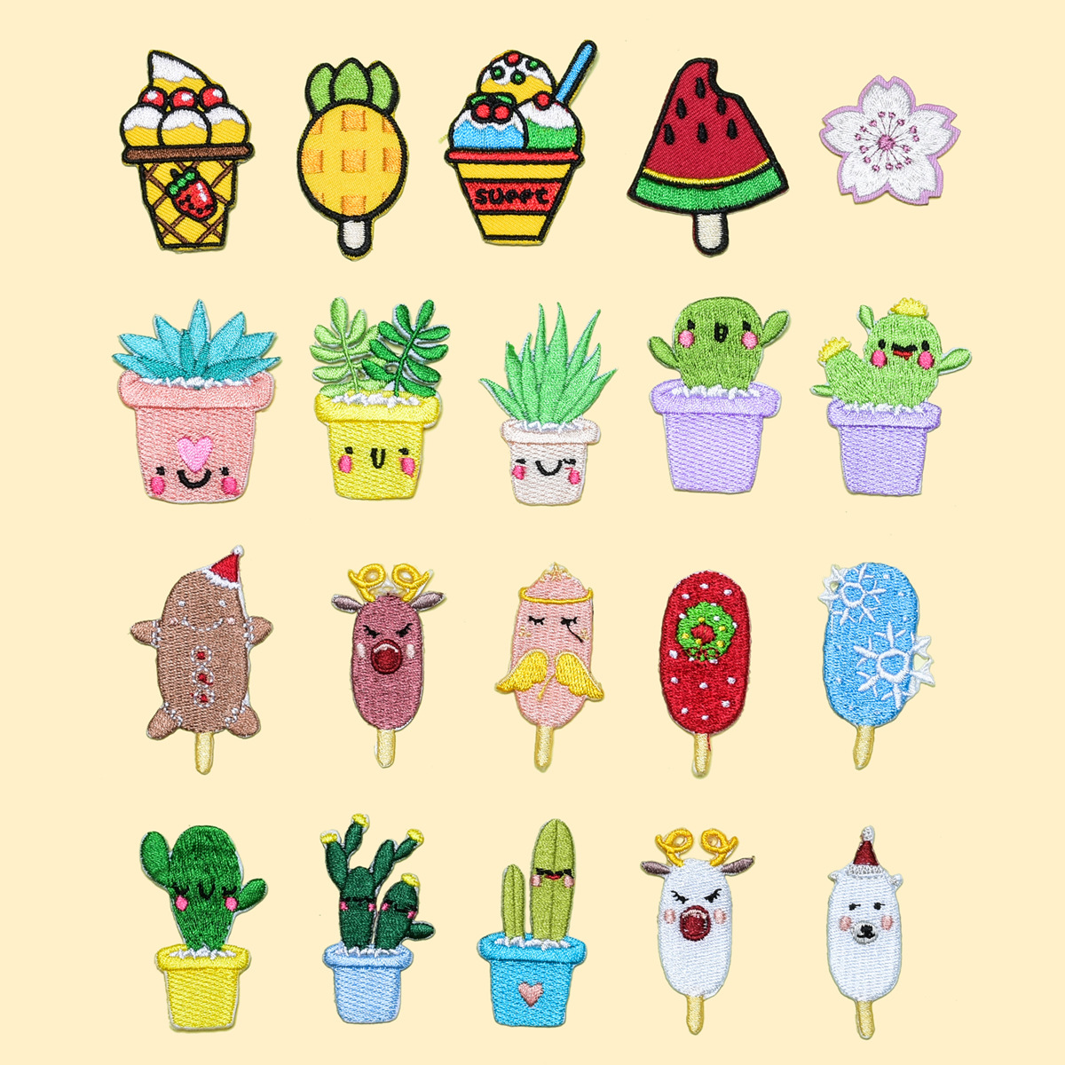 Beautiful plant cloth stickers cartoon bonsai embroidery decals cactus repair patch accessories Decorative ironing stickers