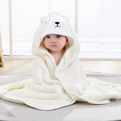 New spring and autumn baby newborn swaddling baby bag towel cute cartoon quilt coral velvet hooded bath towel