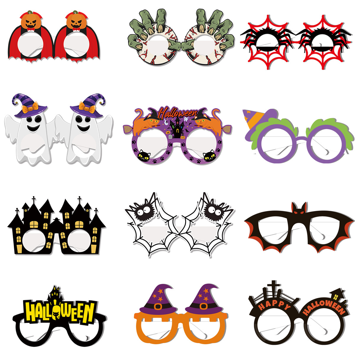 Cross-border Halloween party paper glasses European and American ghost festival Halloween theme funny 12PCs dress up props