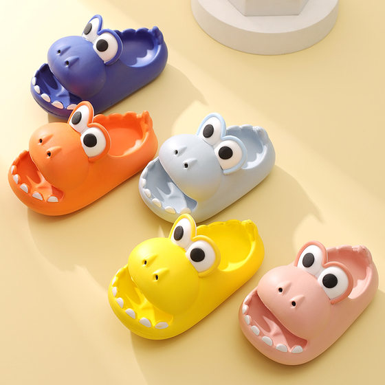 Cute Dinosaur Household Non-slip Thick Bottom Slippers for Children Summer Boys and Girls EVA Baotou Baby Outer Wear Sandals and Slippers