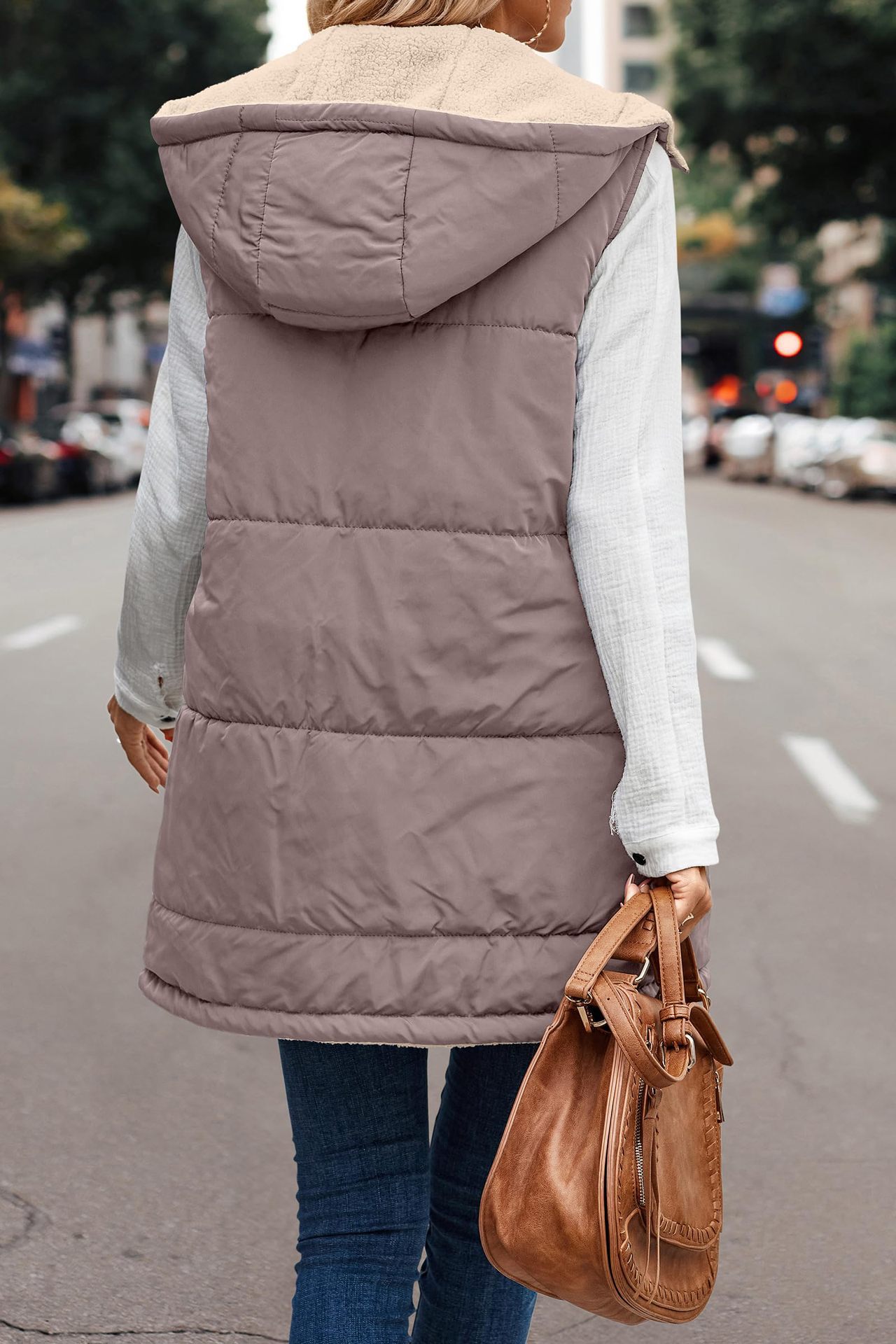 In stock 2023 new European and American solid color hooded cotton-padded vest double-sided warm cardigan windproof coat_voghion.com