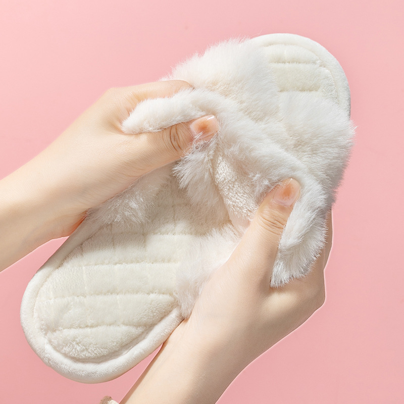 Cross-border Amazon PVC winter slippers plush cross-floor cotton slippers indoor home warm plush slippers