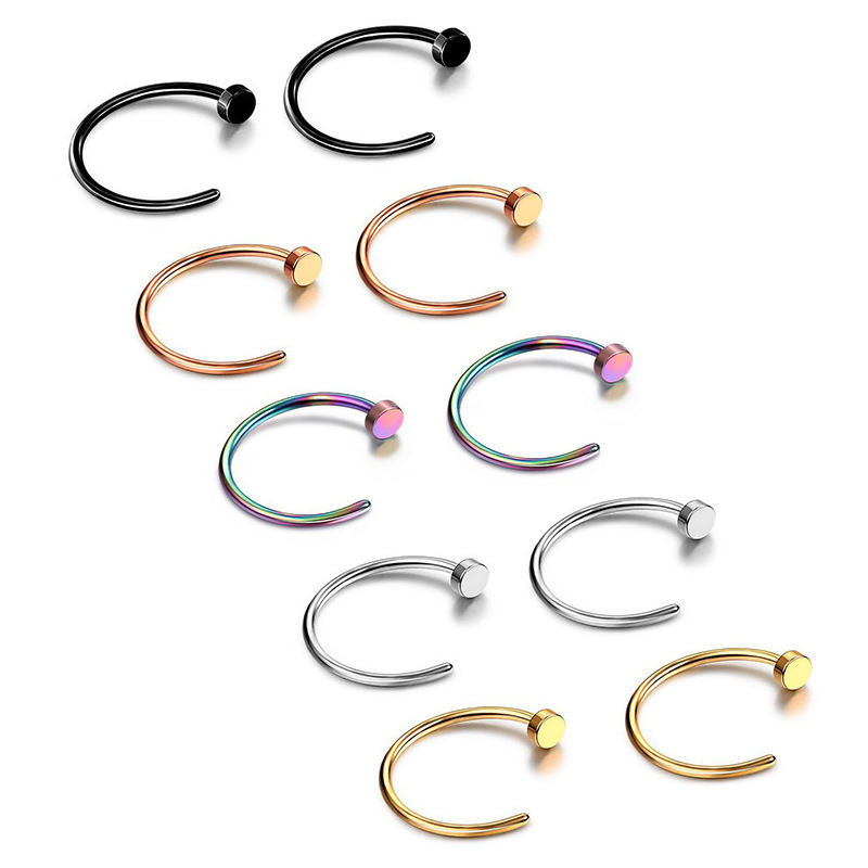 Factory direct sale titanium steel fake nose nail nose ring stainless steel plated lip nail fake no hole lip clamp lip ring free of hole