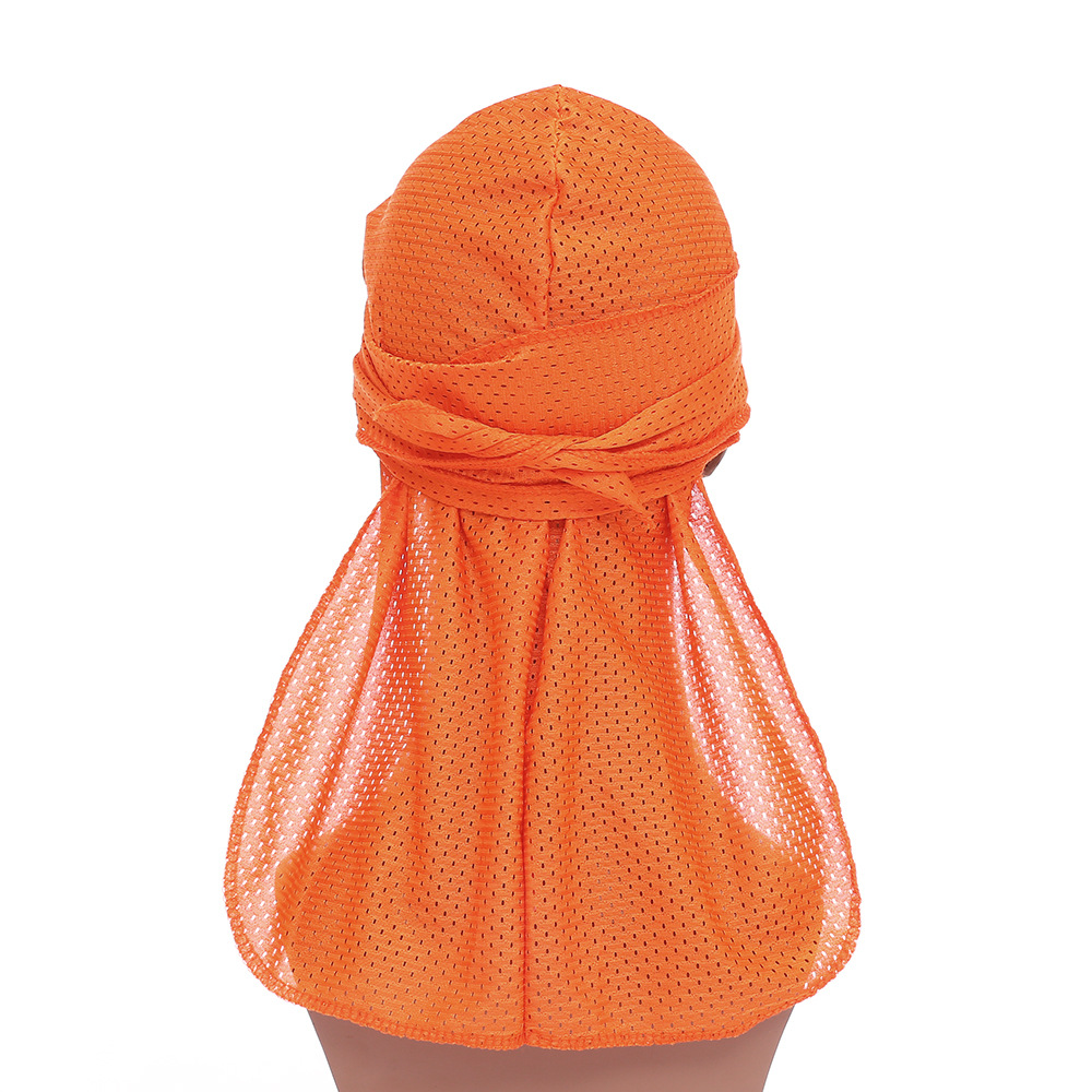 Amazon hot sale mesh monochrome long tail pirate hat hip hop cloak mesh durag