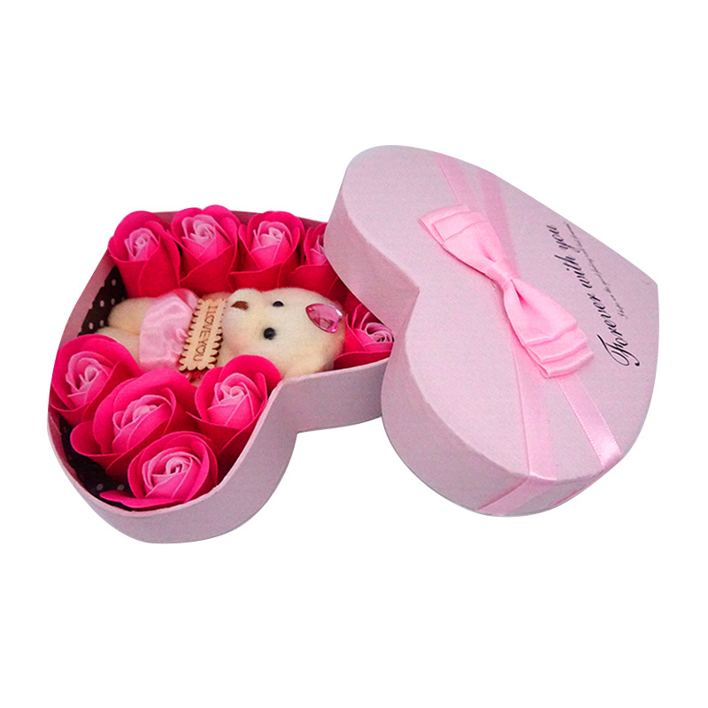 Source Factory Rose Gift Box Creative 10 Soap Flower Bear 520 Valentine's Day Girlfriend Tanabata Birthday Gift