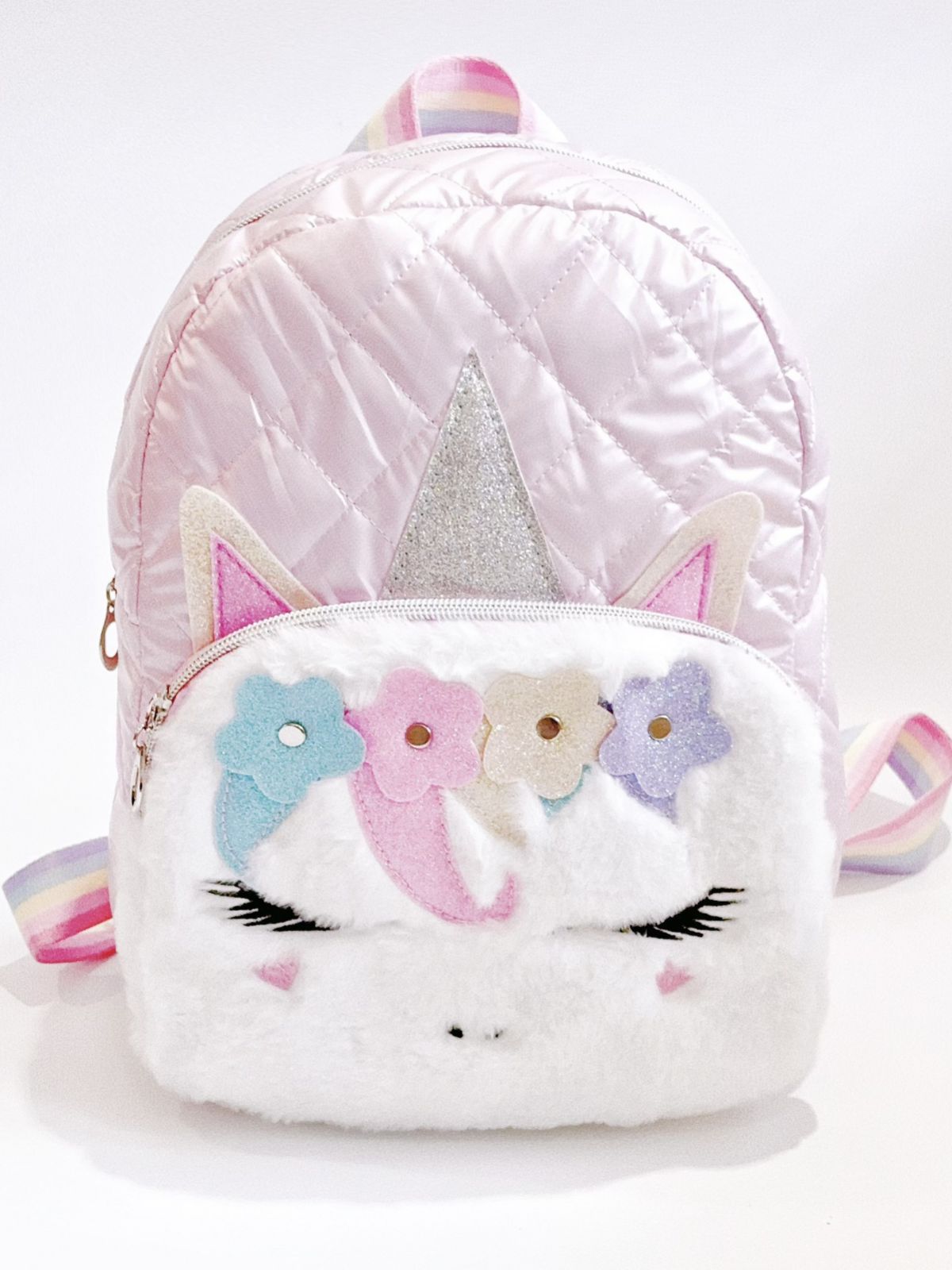 Children's 2023 new plush unicorn backpack embroidered Plaid girl backpack student fashion cartoon schoolbag wholesale