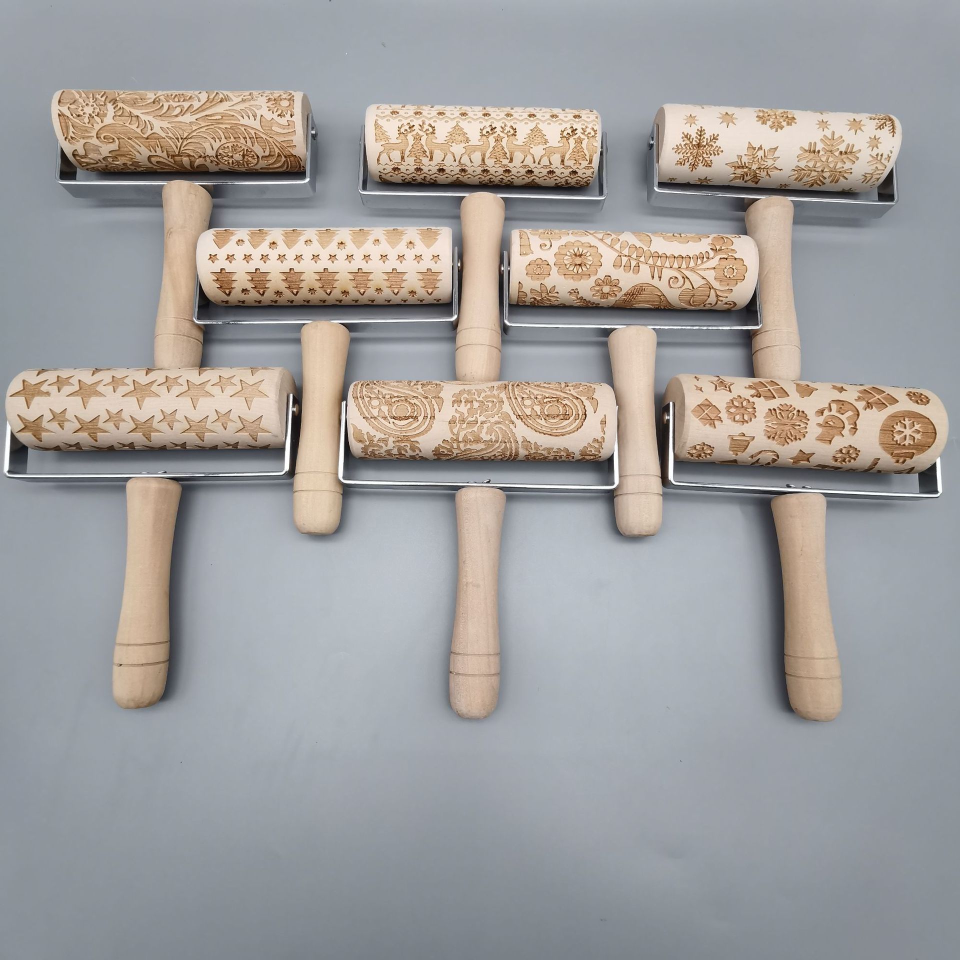 Christmas rolling pin Christmas printing rolling pin cookie laser engraving roller