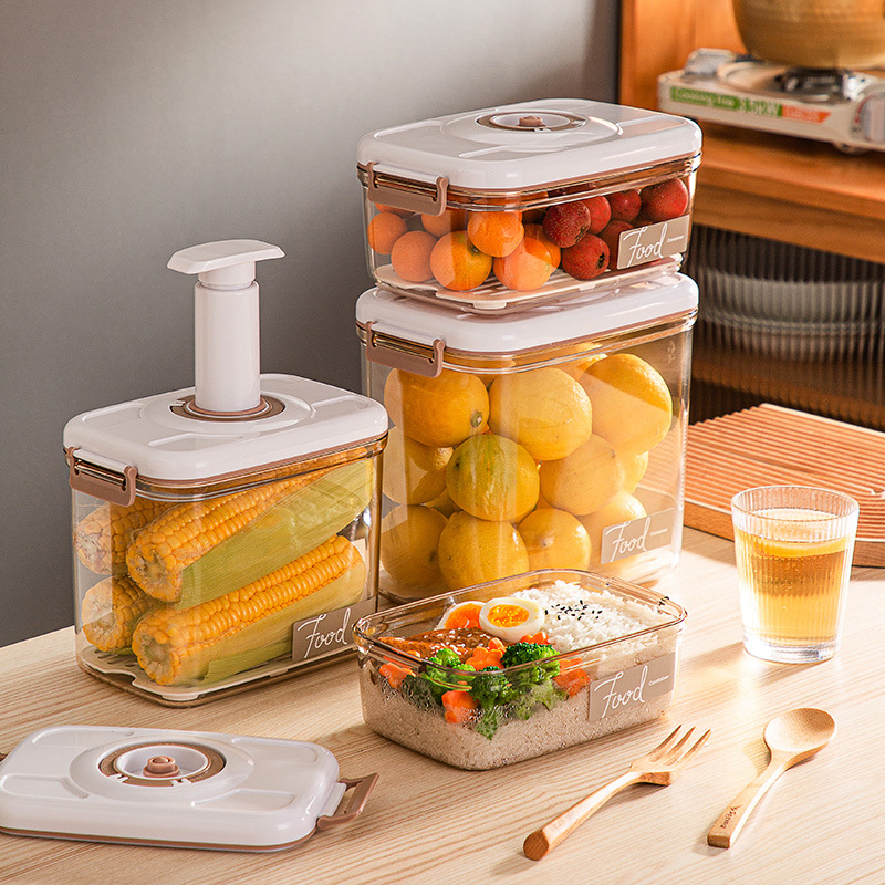 Vacío crisper succión eléctrica sellado tarro al por mayor de granos de almacenamiento tarro de cocina refrigerador de drenaje caja de almacenamiento de alimentos