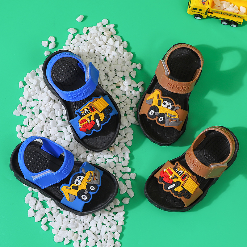 Soil car children's sandals men's baby Summer new cartoon toddler shoes infant non-slip soft bottom beach shoes