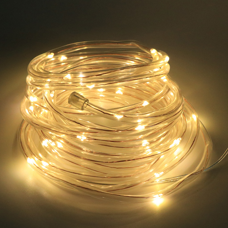 Amazon led solar tube light string outdoor waterproof courtyard decoration remote control PVC decorative tube color light string