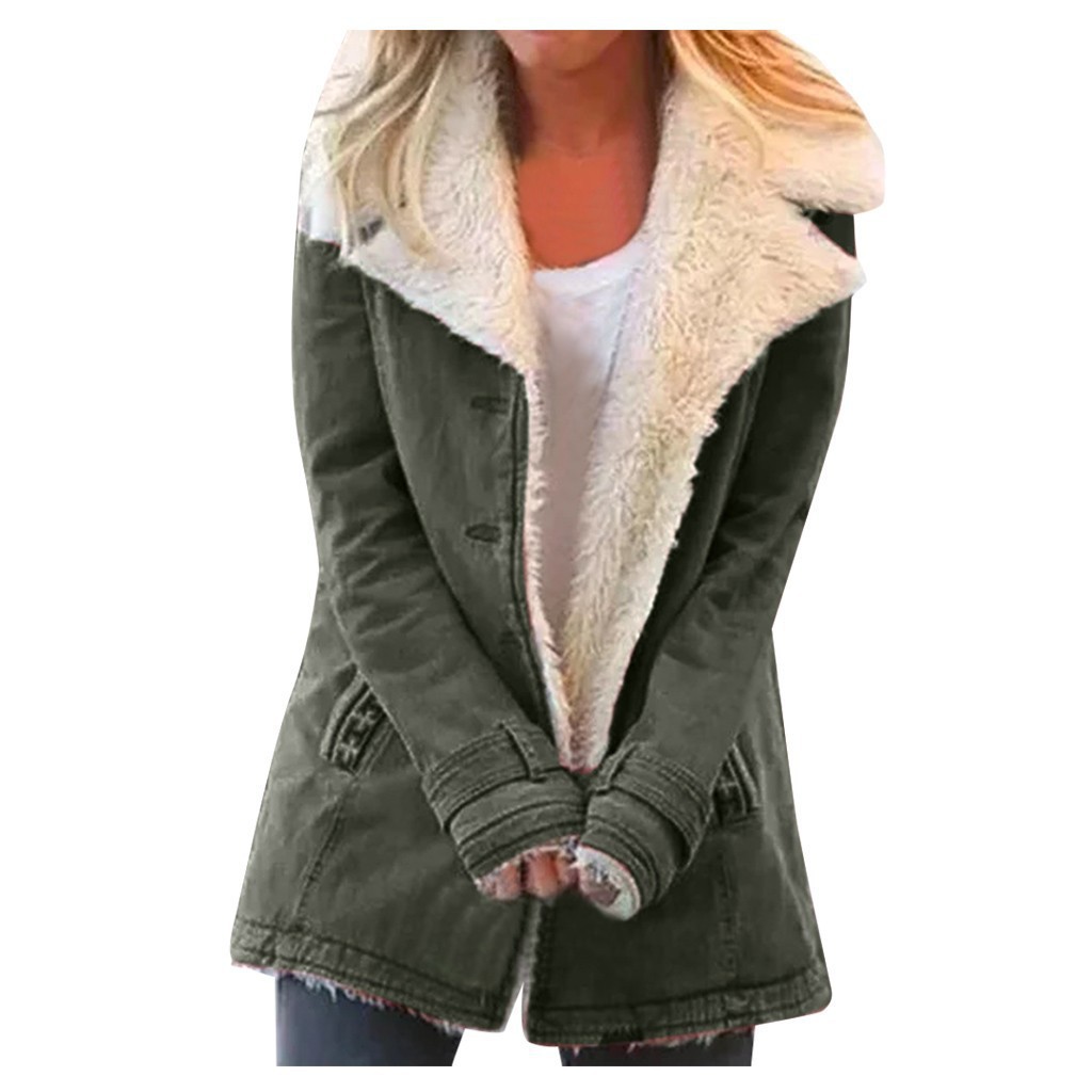 Spot 2022wish Amazon best selling explosions autumn and winter solid color plush lapel long coat women W160