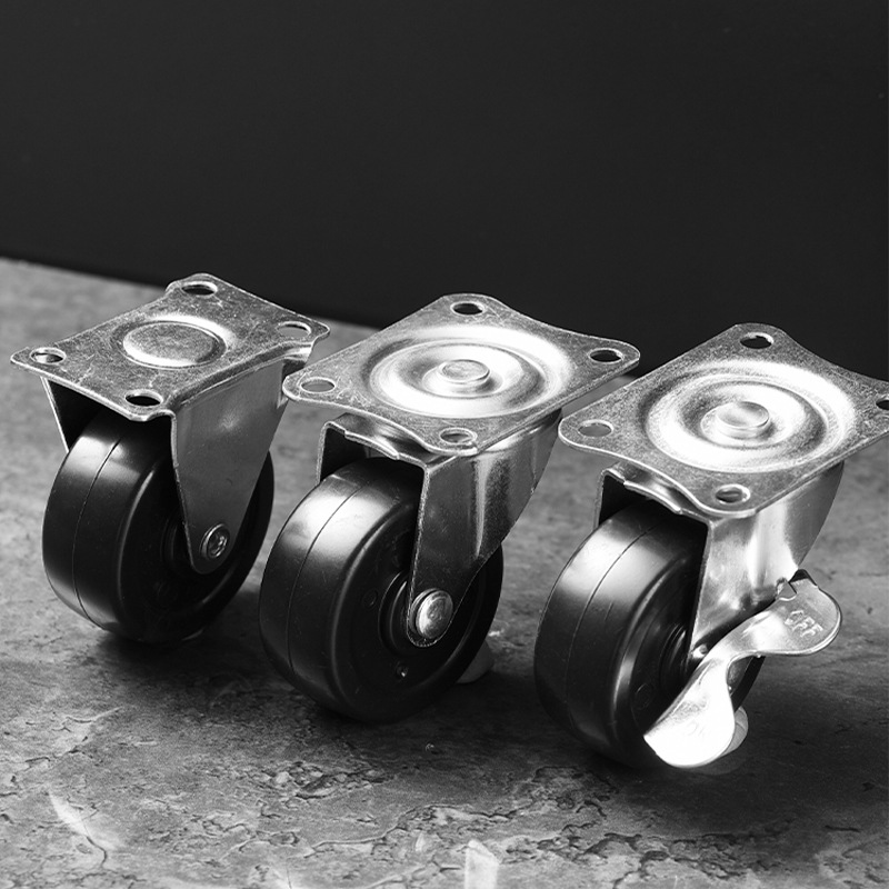 Silent rubber caster roller thickened universal wheel with brake wheel directional wheel cart caster wheel wholesale