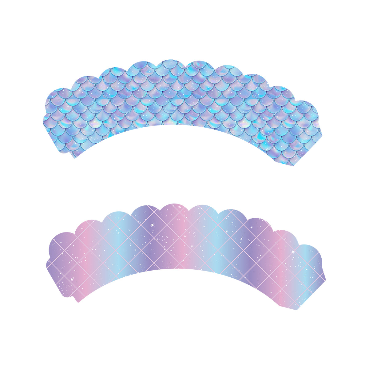 Cross-border 2023 Mermaid theme party decoration happy birthday flag cake insert card edge wholesale customization