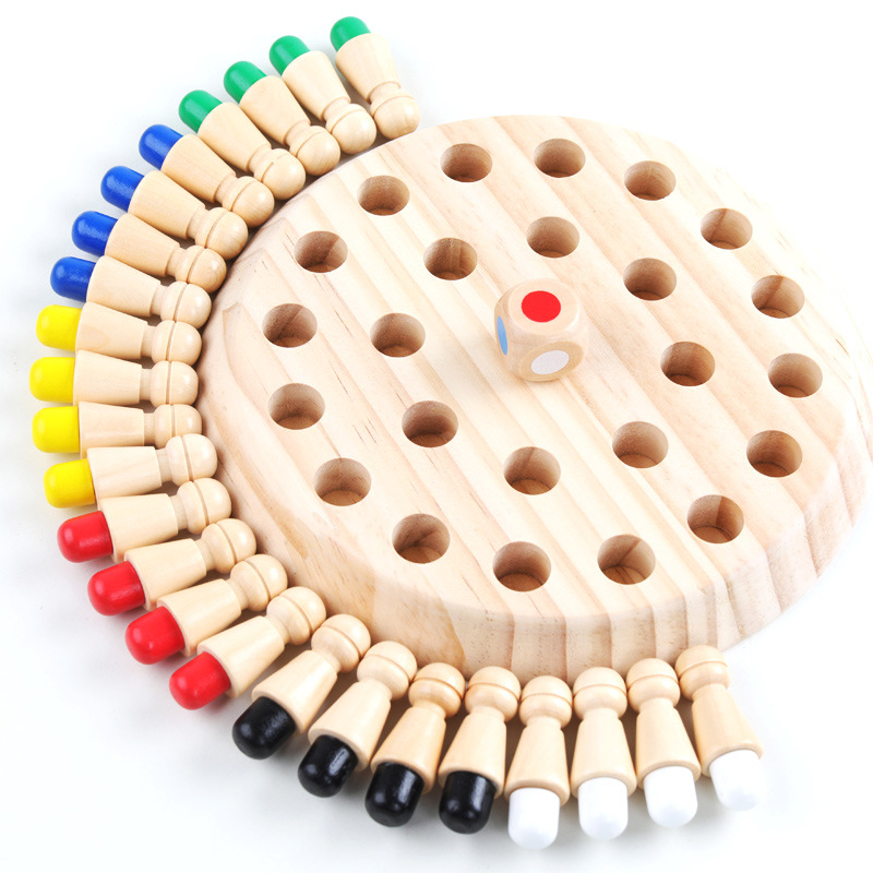 顏色記憶棋寶寶兒童早教益智玩具記憶力專注力訓練記憶棋木製玩具