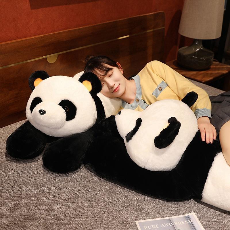 Girls sleep on pillows, giant panda dolls, hugging legs, dolls, cute soft hugging bear plush toys