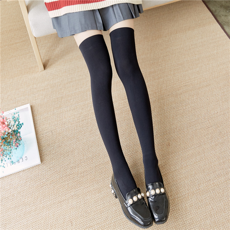 純色のビロードの膝を通す靴下jk白黒のストッキングの卸売りの薄いタイプのセクシーはやせています。|undefined