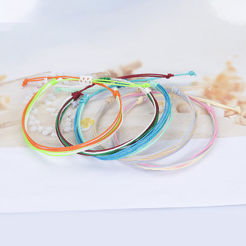 Cross-border hot sale Bohemian style waterproof wax braided bracelet friendship lucky hand rope manufacturers in stock