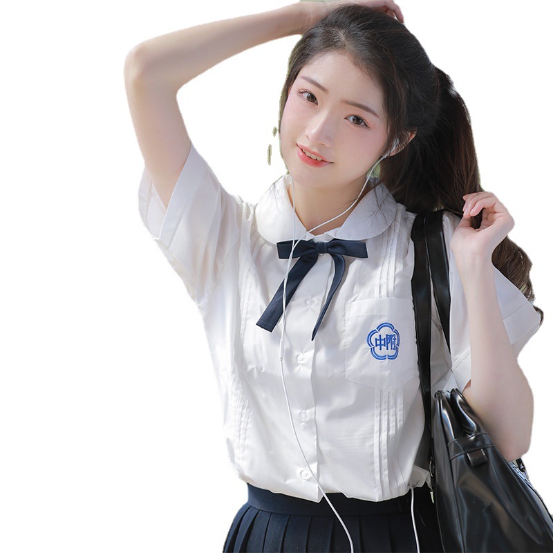 High school genuine school uniform female high school academic style student White shirt jk uniform suit summer graduation season