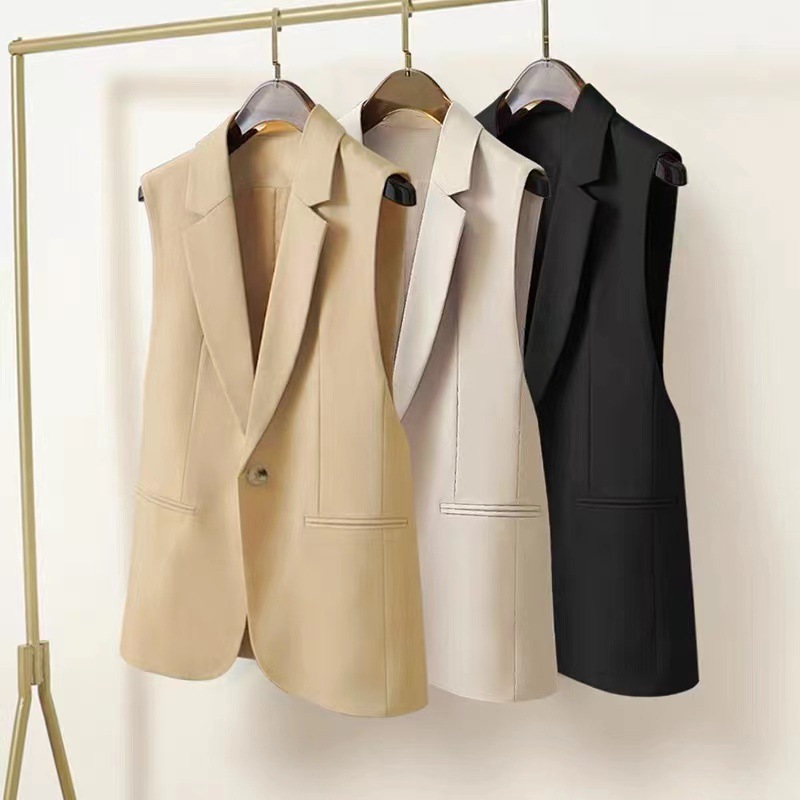 Black Sleeveless Suit Vest Women's Slim Look Jacket 2025 Spring and Autumn New High-end Waistcoat Vest Women's Vest