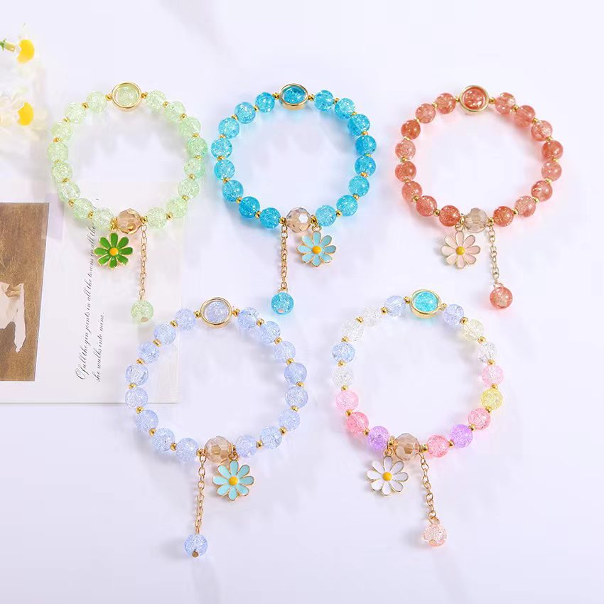 Flower Bracelet Ins Handmade Design Popcorn Crystal Bracelet Korean Girl's Personality Best Friend Couple's Bracelet Daisy
