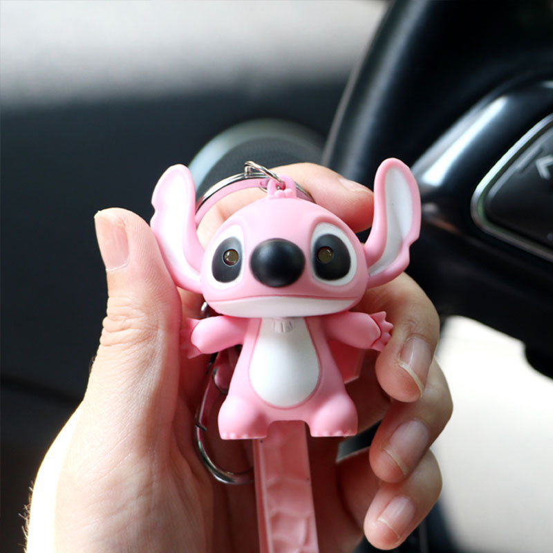Stitch keychain sound ILOVEYOU luminous doll cartoon cute schoolbag couple ornaments manufacturer in stock